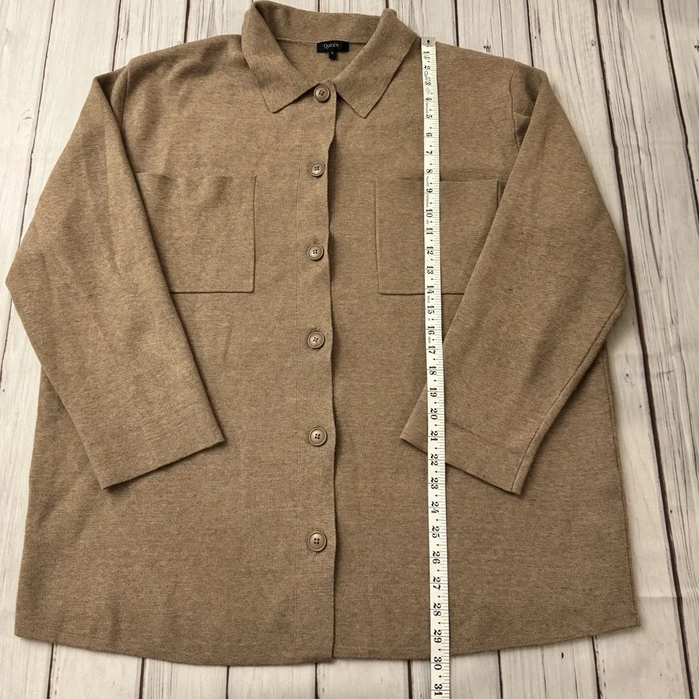 Quince Large Eco-Knit Milano Stitch Oversized‎ Shirt Jacket Taupe Outerwear